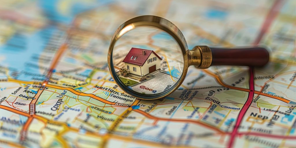 miniature house behind magnifying glass on map - afinestpm.com. 