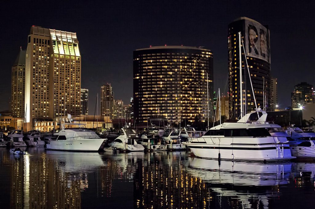 San Diego night skyline - visit afinestpm.com. 